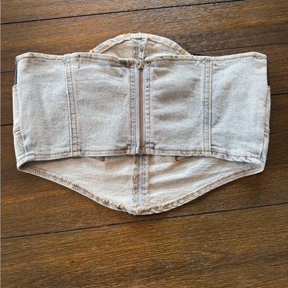 AKIRA Lace Up Denim Corset Belt Light Blue Waist Belt Size S Y2K Western - Picture 2 of 3